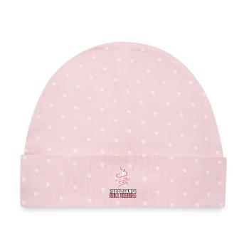 Kreuzstich Stickerei - Frogged It Twice Still Smil - Baby Premium Organic Mütze - Rosa/Weiße Punkte - Vorne
