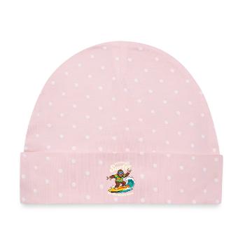 Sasquatch Surfer Big Feet Bigger Waves Cryptid - Baby Premium Organic Mütze - Rosa/Weiße Punkte - Vorne