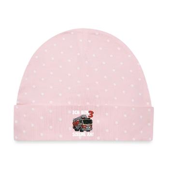3 Geburtstag Feuerwehr Sirene Feuerwehrauto Motiv - Baby Premium Organic Mütze - Rosa/Weiße Punkte - Vorne