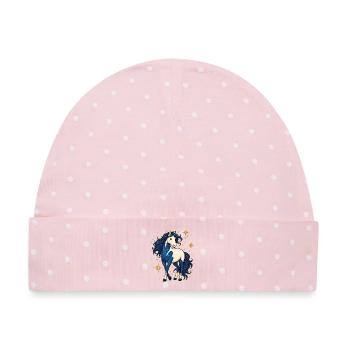 Pferd mit Sternen - Baby Premium Organic Mütze - Rosa/Weiße Punkte - Vorne