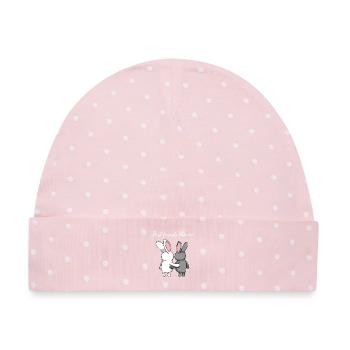 Best Friends Forever Hasen Beste Freunde - Baby Premium Organic Mütze - Rosa/Weiße Punkte - Vorne