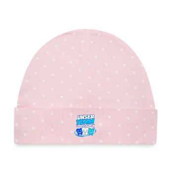 Unser Team Unser Lächeln – Zahnarztpraxis - Baby Premium Organic Mütze - Rosa/Weiße Punkte - Vorne