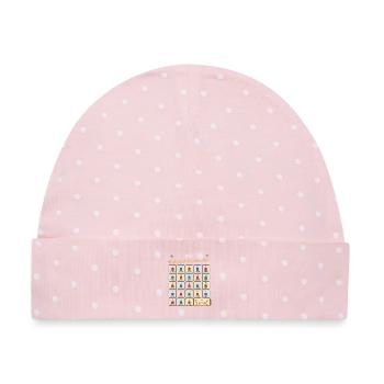 Adventskalender Schoki für Schulkinder - Baby Premium Organic Mütze - Rosa/Weiße Punkte - Vorne