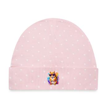 Süßes Eichhörnchen mit Sonnenbrille - Baby Premium Organic Mütze - Rosa/Weiße Punkte - Vorne