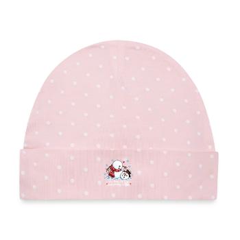Lustiger Schneemann Frohe Weihnachten Winter-Schnee - Baby Premium Organic Mütze - Rosa/Weiße Punkte - Vorne