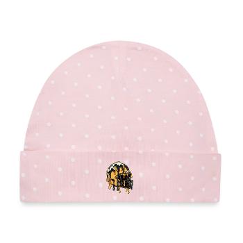 Tropfender Fußballhelm – Schwarz-Gold-Spieler - Baby Premium Organic Mütze - Rosa/Weiße Punkte - Vorne