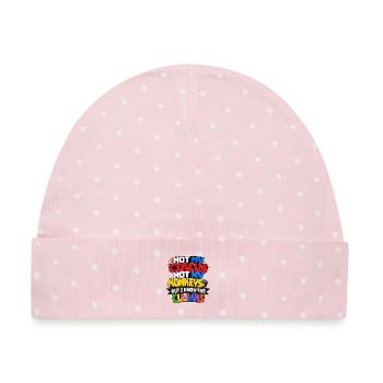 Not My Circus Not My Monkeys Clowns - Baby Premium Organic Mütze - Rosa/Weiße Punkte - Vorne