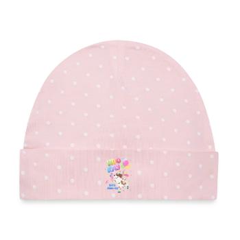 Hurra Hund Party Design - Baby Premium Organic Mütze - Rosa/Weiße Punkte - Vorne