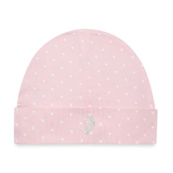 Teal Netz-Luftballon Grafik - Baby Premium Organic Mütze - Rosa/Weiße Punkte - Vorne