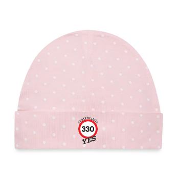 Tempolimit, Speed limit Autobahn - Baby Premium Organic Mütze - Rosa/Weiße Punkte - Vorne