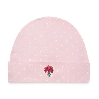 Nelke und Ornament im Jugendstil - Baby Premium Organic Mütze - Rosa/Weiße Punkte - Vorne