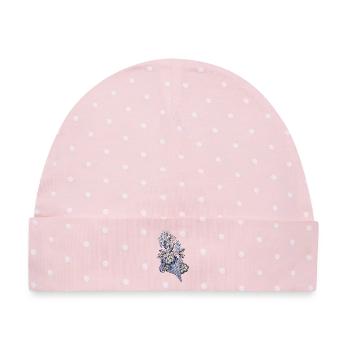 Diamantblüten Ornament - Baby Premium Organic Mütze - Rosa/Weiße Punkte - Vorne