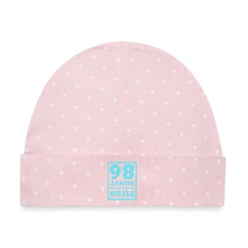 Weisheit 98 - Baby Premium Organic Mütze - Rosa/Weiße Punkte - Vorne