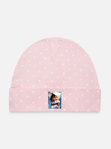 Ungerahmt - Baby Premium Organic Mütze - Rosa/Weiße Punkte