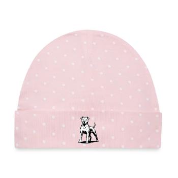 Pitbull in stolzer Pose - Baby Premium Organic Mütze - Rosa/Weiße Punkte - Vorne
