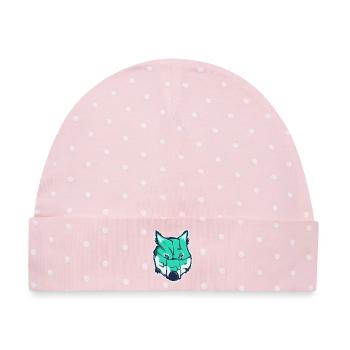 Wolf-Schaf, ein gezogenes Wort - Baby Premium Organic Mütze - Rosa/Weiße Punkte - Vorne