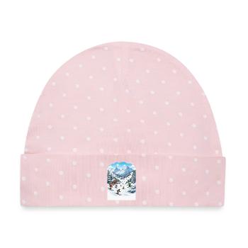 Bergski-Abenteuer Wintersport - Baby Premium Organic Mütze - Rosa/Weiße Punkte - Vorne