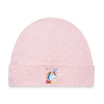 Mia , Mädchenname, Lieblingsname - Baby Premium Organic Mütze - Rosa/Weiße Punkte - Vorne