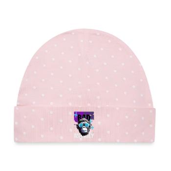 Bad Monkey Neon Sonnenbrille - Baby Premium Organic Mütze - Rosa/Weiße Punkte - Vorne