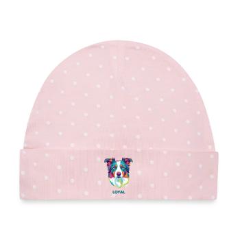 Loyal Prisma Hundeporträt - Baby Premium Organic Mütze - Rosa/Weiße Punkte - Vorne