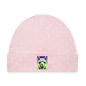 Alpaka - Baby Premium Organic Mütze - Rosa/Weiße Punkte - Vorne