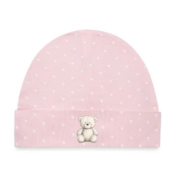 Süßer Teddybär voller Zärtlichkeit - Baby Premium Organic Mütze - Rosa/Weiße Punkte - Vorne