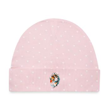 Aquarell Koi Splash - Baby Premium Organic Mütze - Rosa/Weiße Punkte - Vorne