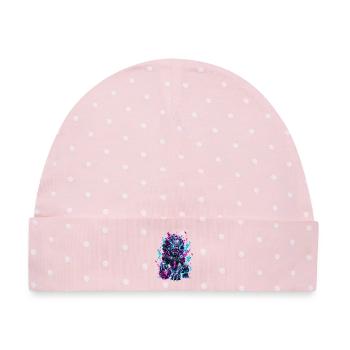 Neon Cyber Foo Dog Wächter - Baby Premium Organic Mütze - Rosa/Weiße Punkte - Vorne