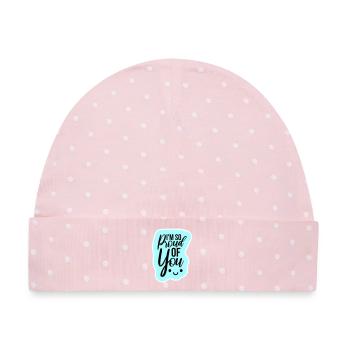 I'm So Proud Of You Herzlich Ermutigend Spruch - Baby Premium Organic Mütze - Rosa/Weiße Punkte - Vorne