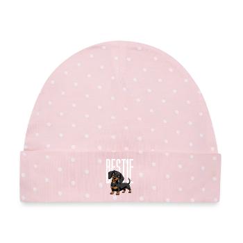 Dackel Bestie - Baby Premium Organic Mütze - Rosa/Weiße Punkte - Vorne