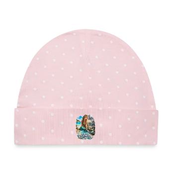 Meerjungfrau am Strand – Sea the Difference - Baby Premium Organic Mütze - Rosa/Weiße Punkte - Vorne