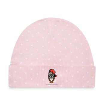 Bulldog Street Cap Halskette - Baby Premium Organic Mütze - Rosa/Weiße Punkte - Vorne