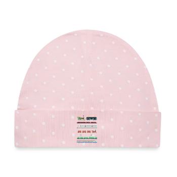Eisenbahn Zug Lokomotive Bahn Eisenbahnfan Motiv - Baby Premium Organic Mütze - Rosa/Weiße Punkte - Vorne