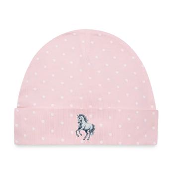 Pferd - Baby Premium Organic Mütze - Rosa/Weiße Punkte - Vorne