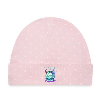Frostig Psychodelischer Dämon mit Flügeln - Baby Premium Organic Mütze - Rosa/Weiße Punkte - Vorne