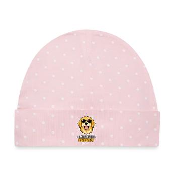 Golden Retriever Energy – Hund mit Sonnenbrille - Baby Premium Organic Mütze - Rosa/Weiße Punkte - Vorne