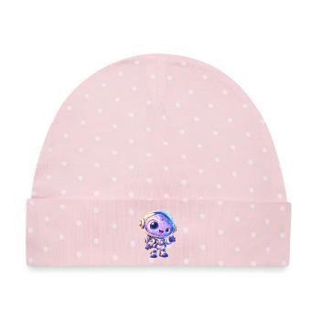 Kuscheliger Astronaut im All - Baby Premium Organic Mütze - Rosa/Weiße Punkte - Vorne
