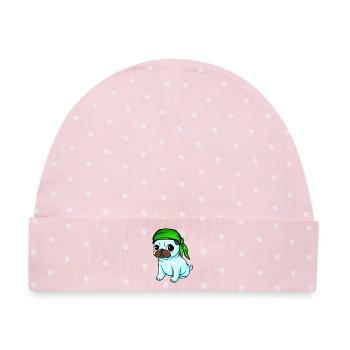 Bandana Mops - Baby Premium Organic Mütze - Rosa/Weiße Punkte - Vorne