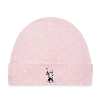 Goldelse mit Kopfhörer (Vintage Schwarz/Weiß) - Baby Premium Organic Mütze - Rosa/Weiße Punkte - Vorne
