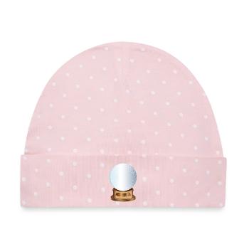 leere nostalgische Schneekugel zum Beschriften - Baby Premium Organic Mütze - Rosa/Weiße Punkte - Vorne