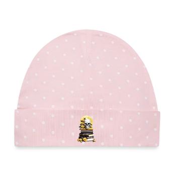 Bücherstapel mit Schädel - Baby Premium Organic Mütze - Rosa/Weiße Punkte - Vorne