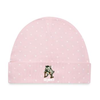 Zebra Hürde Hürdenlauf Motivation Spruch Überwinde - Baby Premium Organic Mütze - Rosa/Weiße Punkte - Vorne