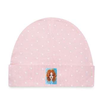Rothaarige Frau Porträt Meerjungfrau mit Blasen - Baby Premium Organic Mütze - Rosa/Weiße Punkte - Vorne