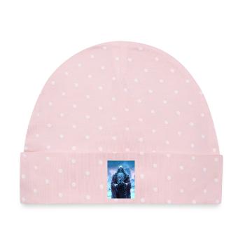 Gruseliger Heiliger mit Geschenk - Baby Premium Organic Mütze - Rosa/Weiße Punkte - Vorne