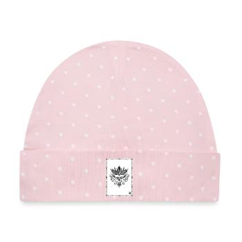 Schädel gekrönt mit schwarzen und weißen Schwertern - Baby Premium Organic Mütze - Rosa/Weiße Punkte - Vorne