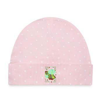 Farbkaleidoskopische Wellen - Baby Premium Organic Mütze - Rosa/Weiße Punkte - Vorne