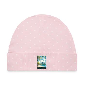 Erleben Sie tropische Moorea in Französisch-Polynesien - Baby Premium Organic Mütze - Rosa/Weiße Punkte - Vorne