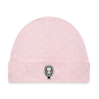 Schamanischer Säbelzahn-Wolfsschädel Rote Augen - Baby Premium Organic Mütze - Rosa/Weiße Punkte - Vorne