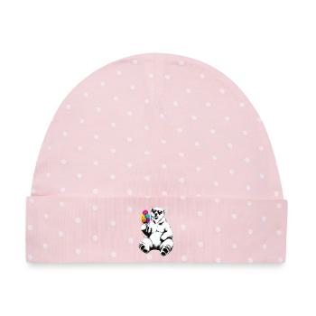Eisbär mit Eis im Stencil Style   - Baby Premium Organic Mütze - Rosa/Weiße Punkte - Vorne