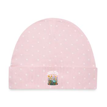 Blühende Freude, summendes Glück – Gärtner Design - Baby Premium Organic Mütze - Rosa/Weiße Punkte - Vorne